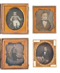 [EARLY PHOTOGRAPHY]. 14 sixth plate daguerreotypes of rather serious male children.
