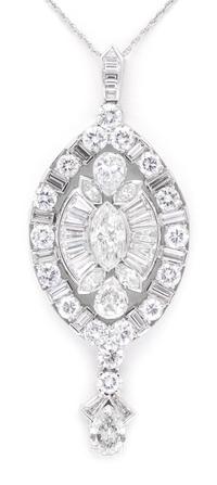 A Platinum and Diamond Pendant, Circa 1950, 10.30 dwts.