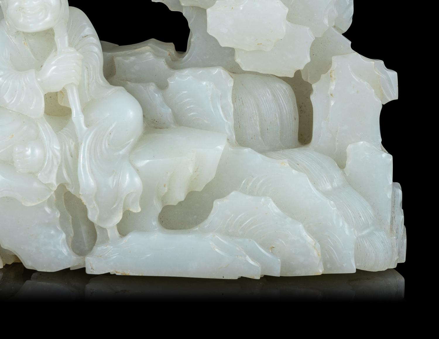 A Carved Pale Celadon Jade ’Luohan‘ Boulder