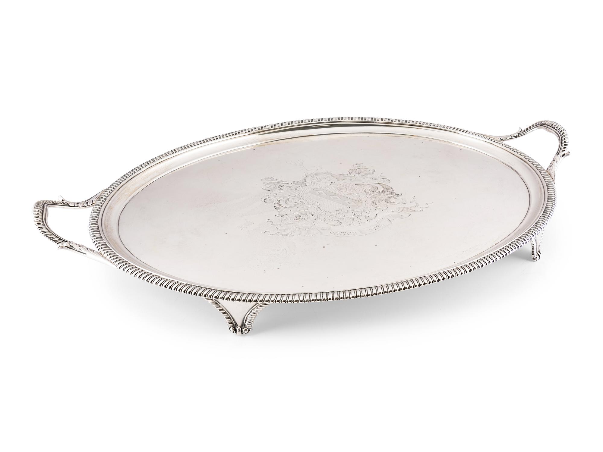 A George III Silver Armorial Handled Tray