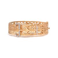 GOLD AND DIAMOND BUCKLE BANGLE BRACELET