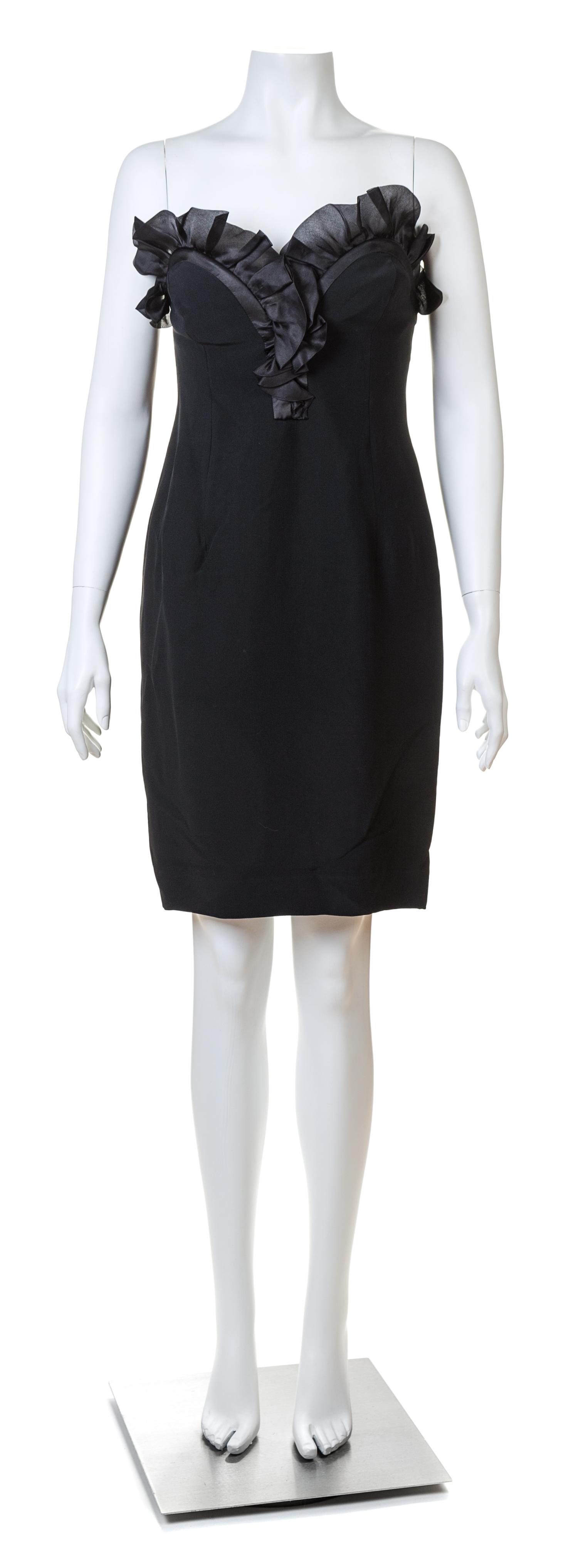 An Alberta Ferretti Black Silk Strapless Dress, Size 12.