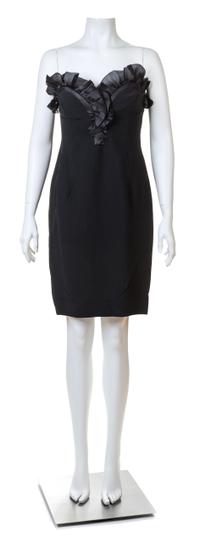 An Alberta Ferretti Black Silk Strapless Dress, Size 12.