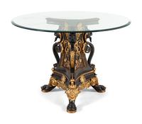 A Renaissance Style Parcel Gilt Bronze Glass-Top Center Table