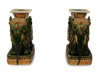 A Pair of Chinese Glazed Ceramic Elephant Garden Seats — 20TH CENTURY