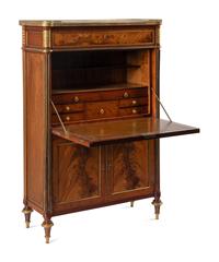An Empire Style Gilt Bronze Mounted Mahogany Marble-Top Secrétaire à Abattant