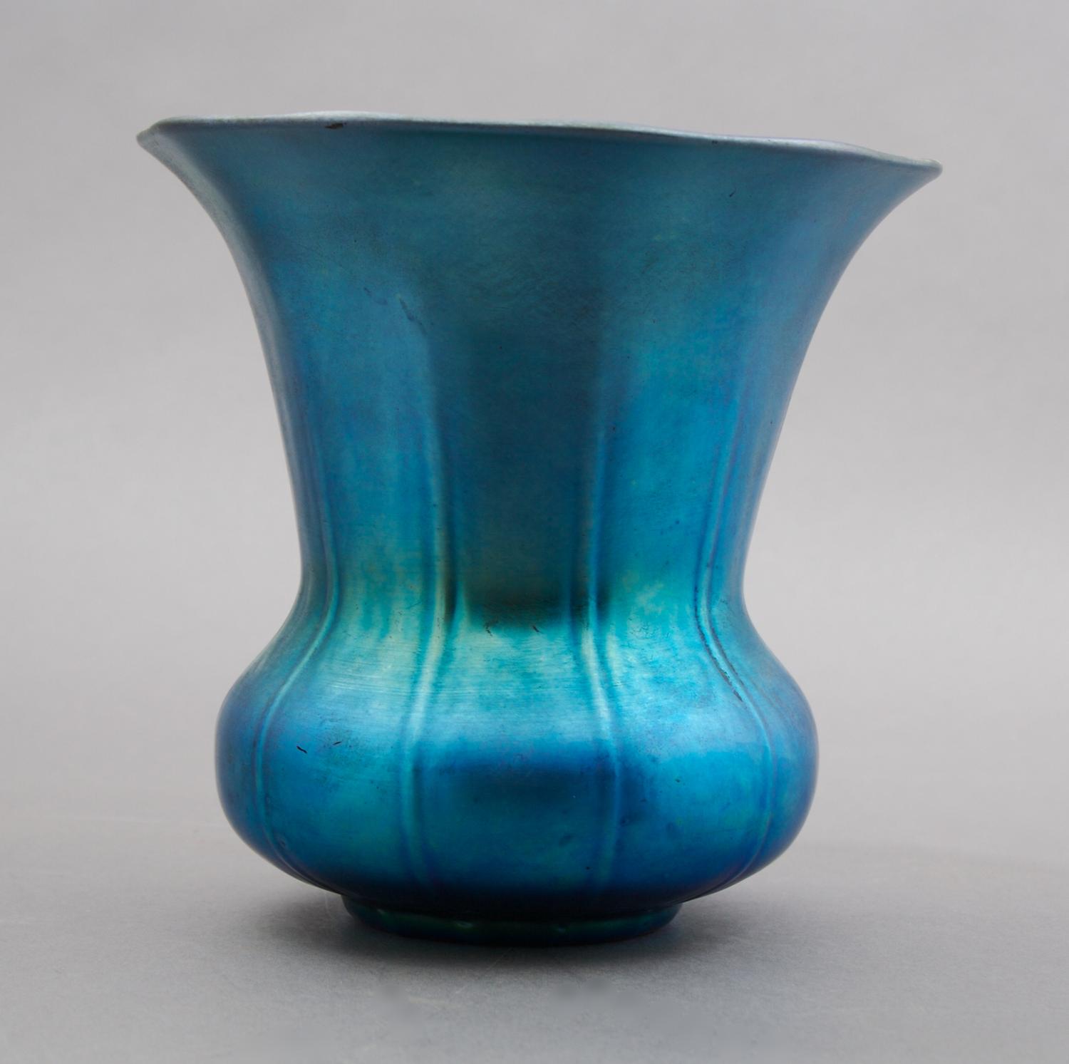 A Steuben Aurene Glass Vase, Height 5 inches.