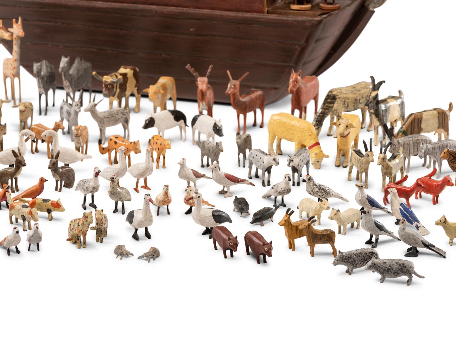 A Large Noah’s Ark with Lift-Off Cover and Large Number of Paired Animals