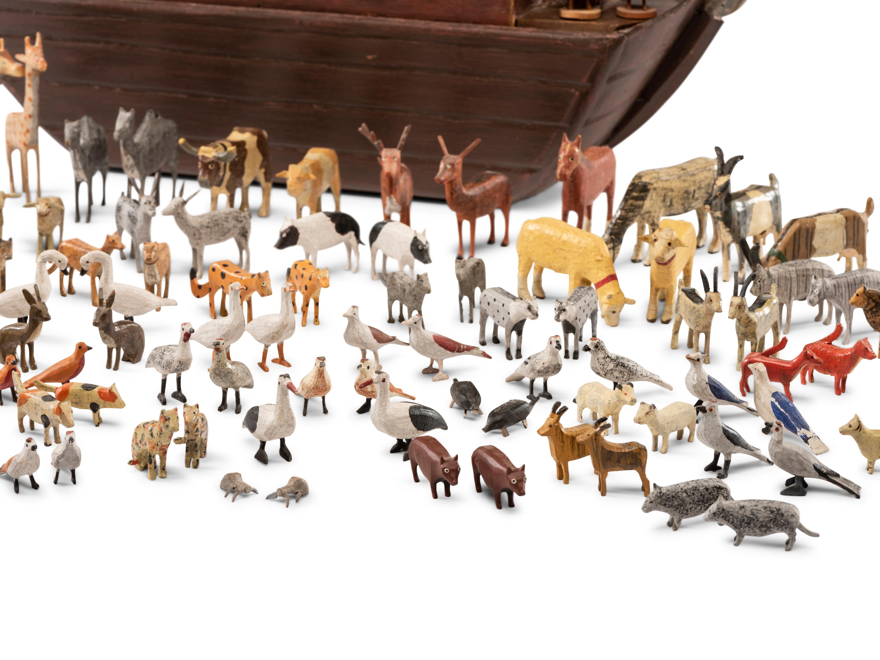 A Large Noah’s Ark with Lift-Off Cover and Large Number of Paired Animals