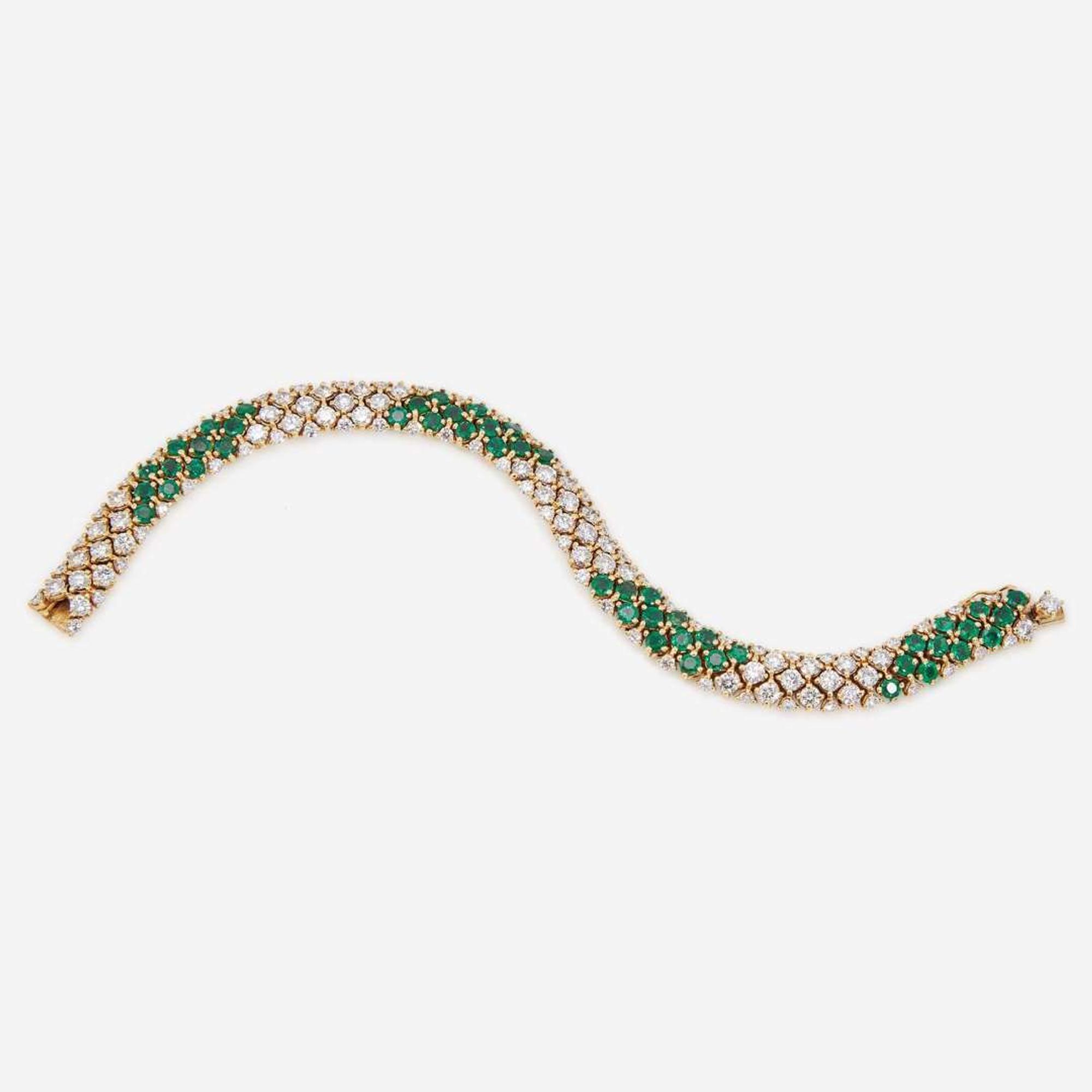 An 18K Craig Drake Emerald and Diamond Bracelet Craig Drake