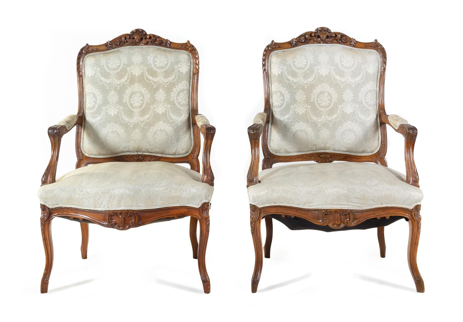 A Pair of Louis XV Style Fauteuils