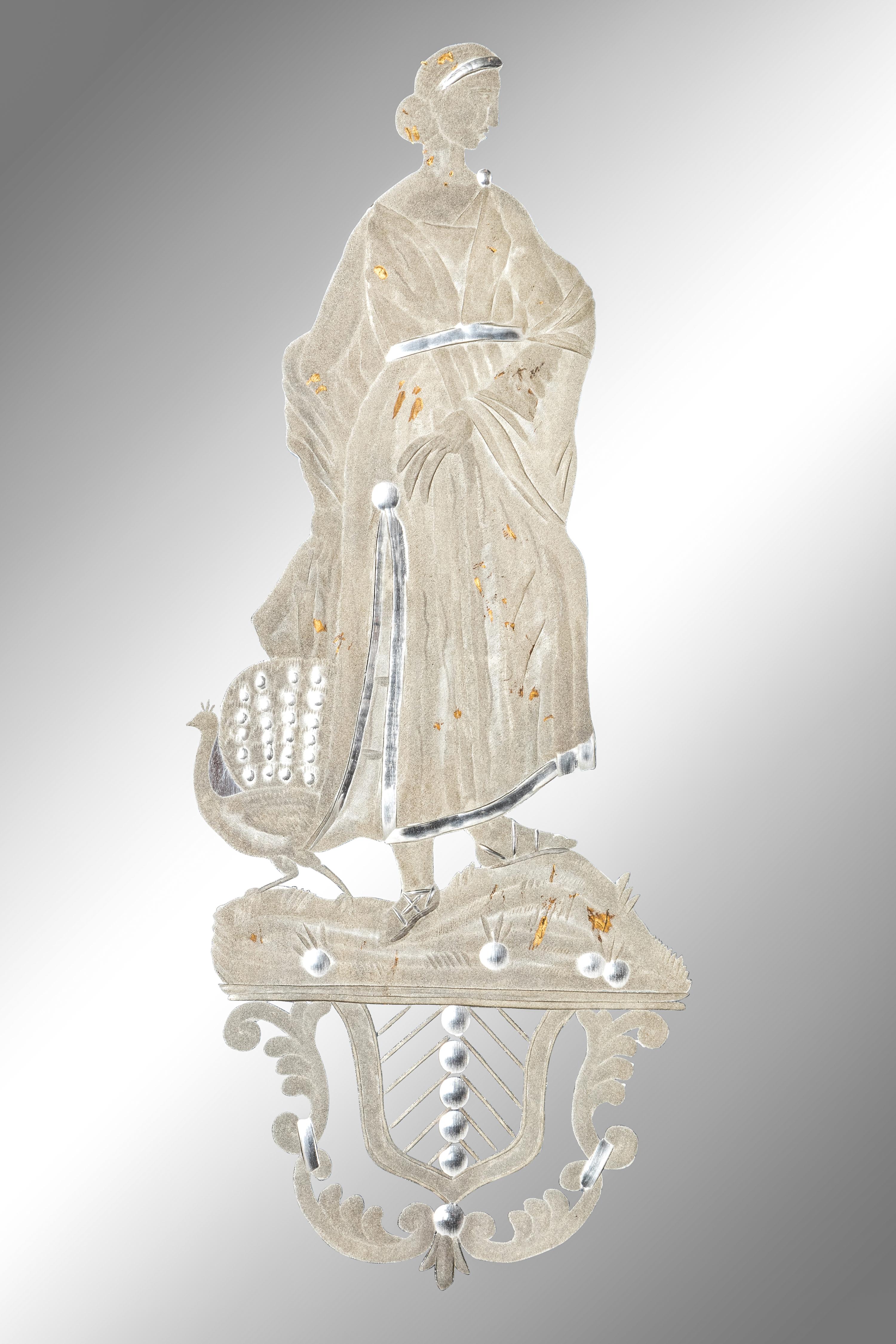 A Pair of Italian Giltwood and Etched Glass Mirrors