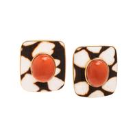 Trianon, 'Marble Cone', Coral, Shell, and Yellow Gold Earrings