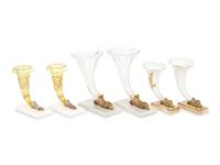 A Group of Gilt Metal Mounted Glass Rhyton Vases