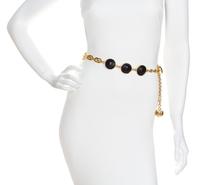 A Gianni Versace Black Medusa Medallion and Greco Link Belt, Medusa discs: 1.25" x 1.25"; Length: 25.5"-31.75".