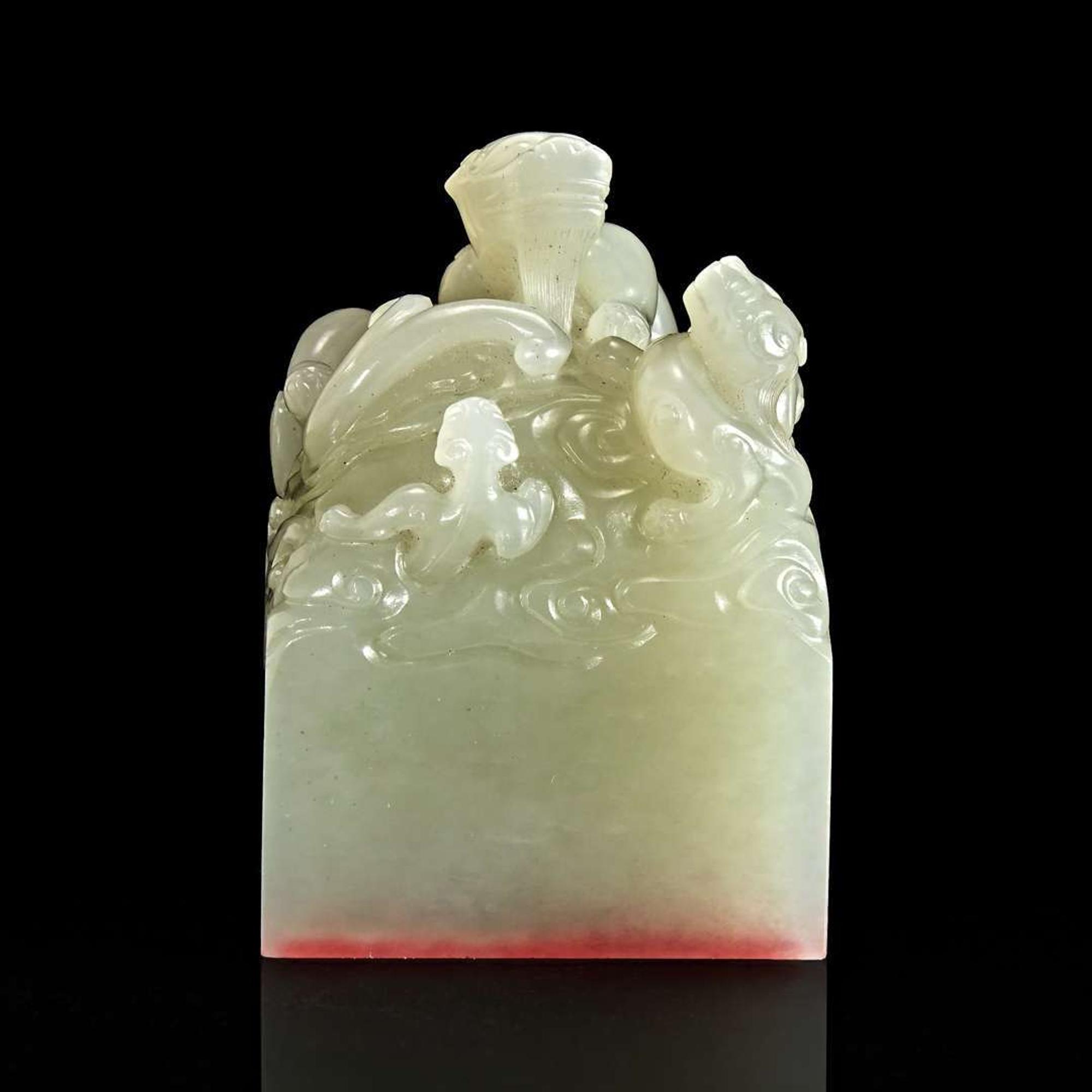 An important Imperial pale celadon-white jade "Taishang Huangdi zhi bao" seal ????“??????“?? Circa ? 1795
