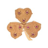 YELLOW GOLD AND RUBY LOCKET BROOCH