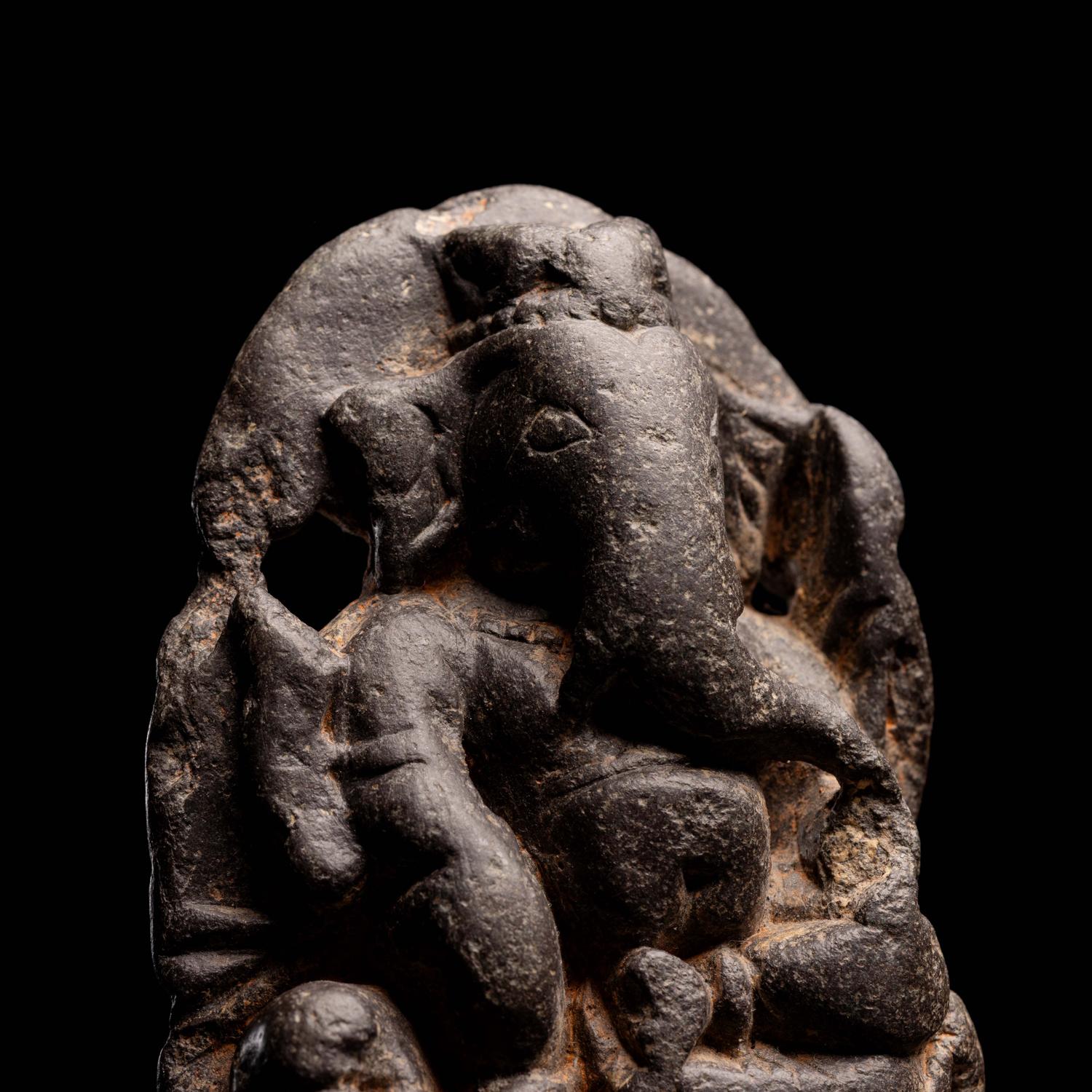 A Small Kashmir Blackstone Stele of Ganesha