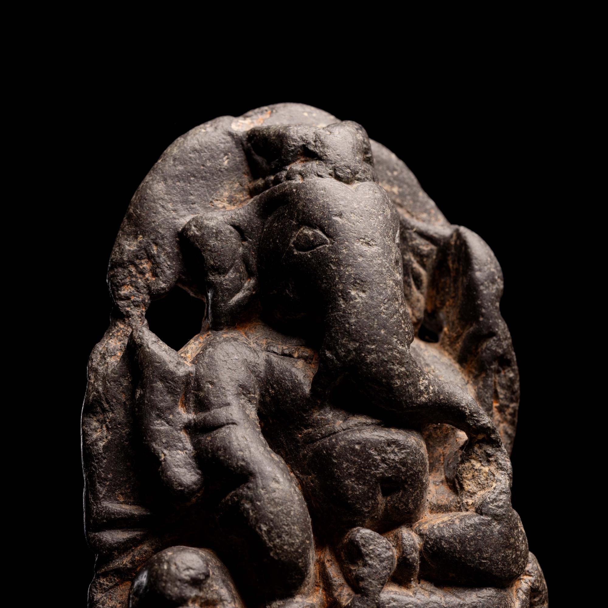 A Small Kashmir Blackstone Stele of Ganesha