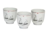 A Chinese Export Porcelain Nine-Piece Grisaille Tea Service