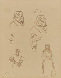 Camille Pissarro (Danish/French, 1830-1903) — Étude de Personnages et Caricatures