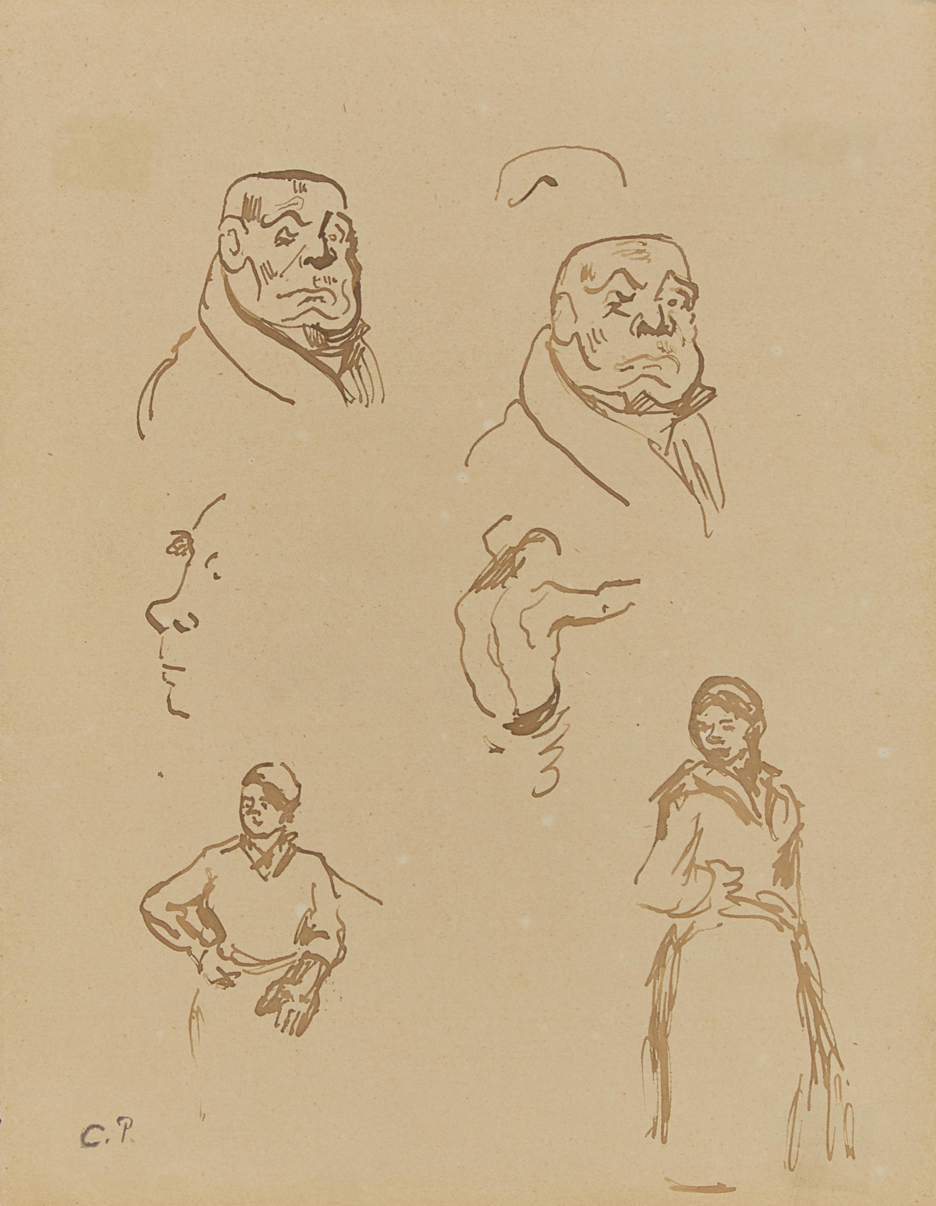 Camille Pissarro (Danish/French, 1830-1903) — Étude de Personnages et Caricatures
