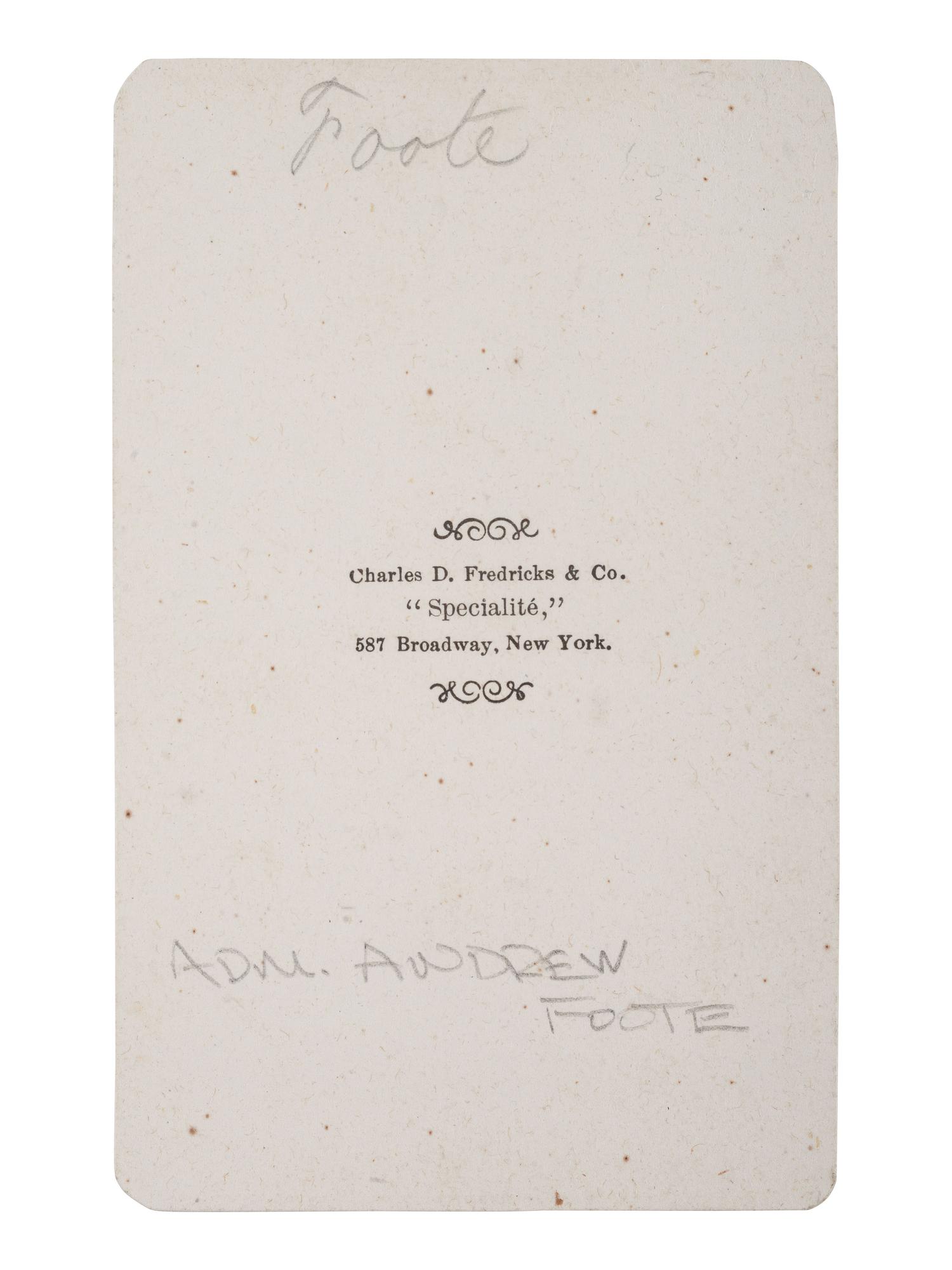 [CIVIL WAR-NAVY]. CDV of Admiral Andrew Hull Foote. New York: C.D. Fredricks & Co.