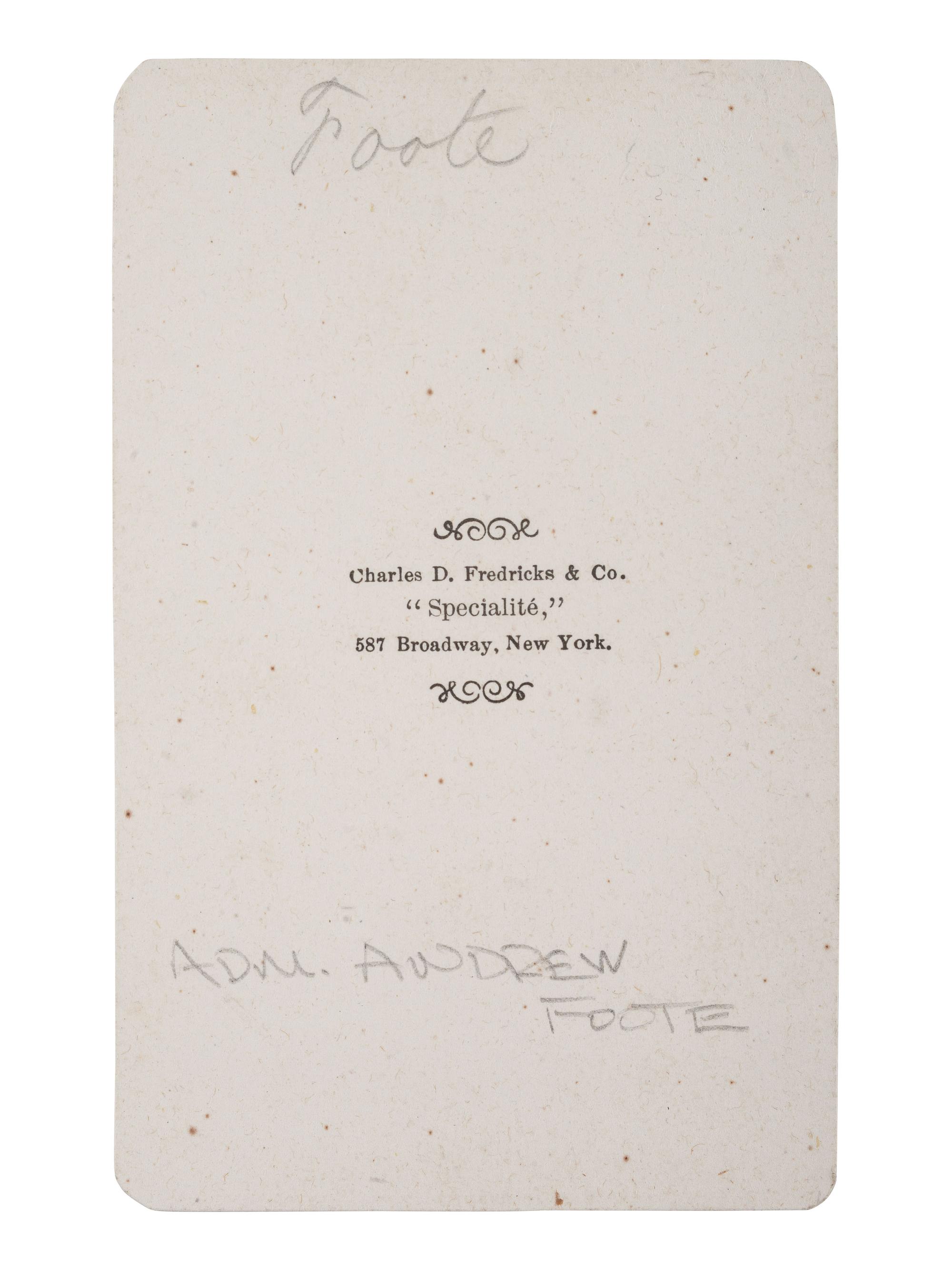 [CIVIL WAR-NAVY]. CDV of Admiral Andrew Hull Foote. New York: C.D. Fredricks & Co.