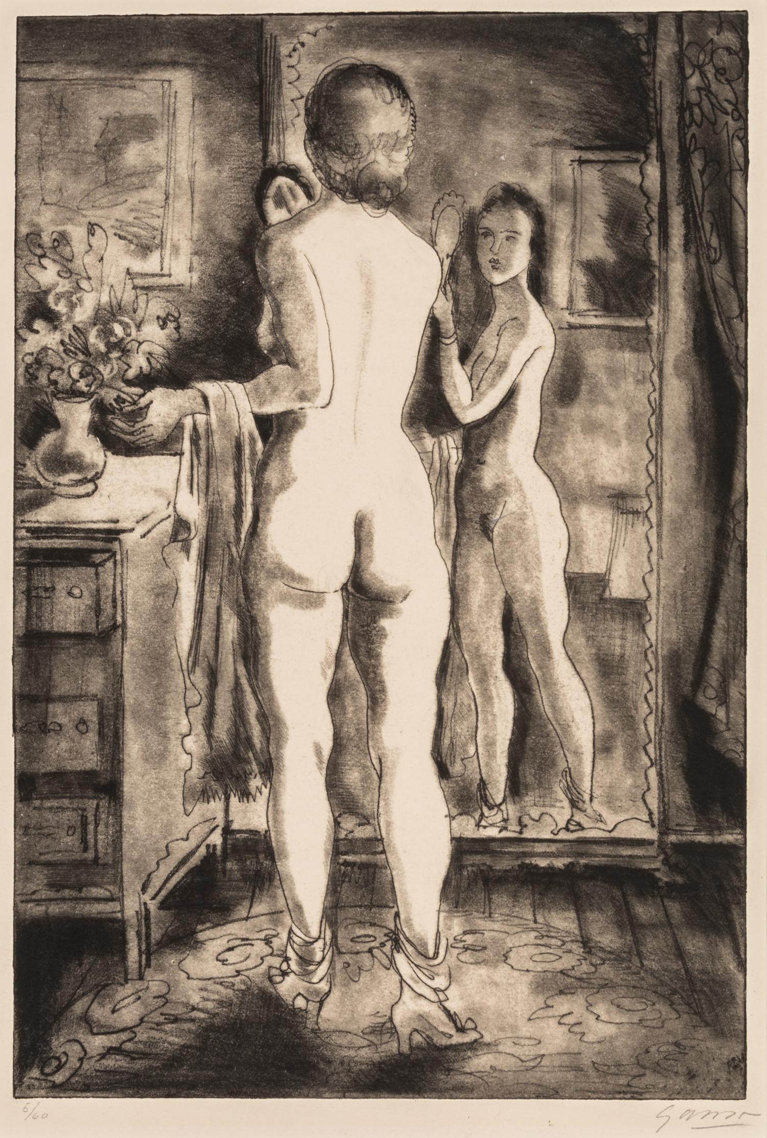 Emil Ganso, (German-American, 1895-1941), A group of three works: Sisters, Female Nude Before a Mirror, and The Bathers
