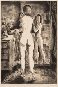 Emil Ganso, (German-American, 1895-1941), A group of three works: Sisters, Female Nude Before a Mirror, and The Bathers