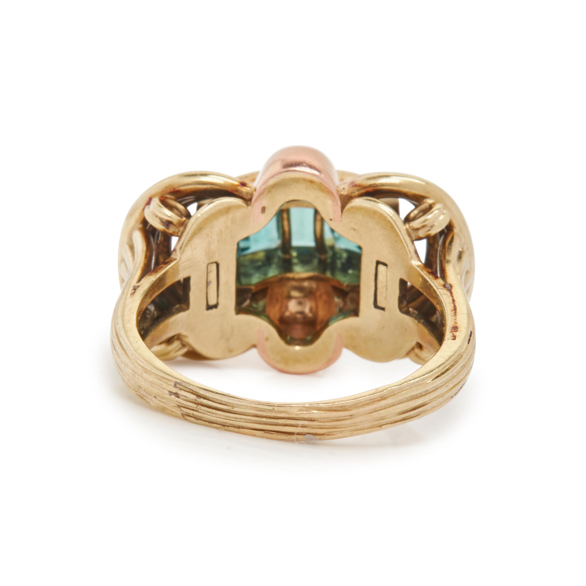 RETRO, BICOLOR GOLD AND TOURMALINE RING