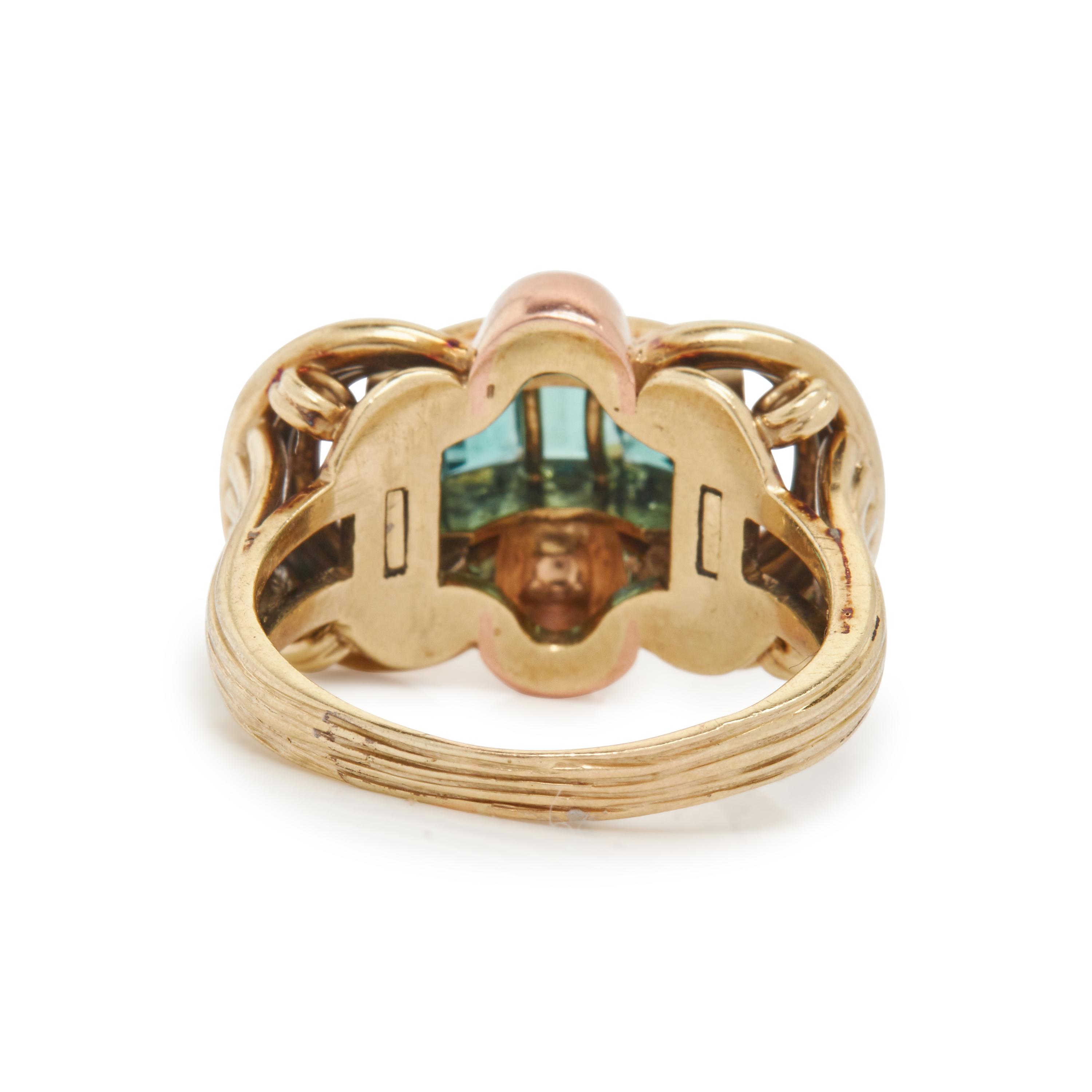 RETRO, BICOLOR GOLD AND TOURMALINE RING