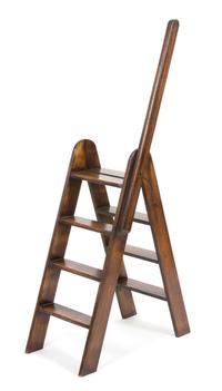 A Stained Oak Folding Library Steps Height 57 inches. — 20TH CENTURY