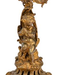 A Louis XV Style Gilt Bronze Six-Light Candelabrum Mounted as a Lamp