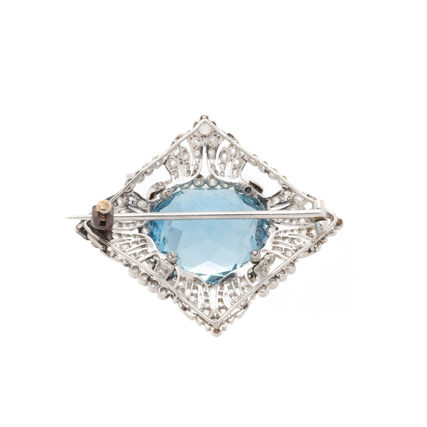 EDWARDIAN, AQUAMARINE AND DIAMOND BROOCH
