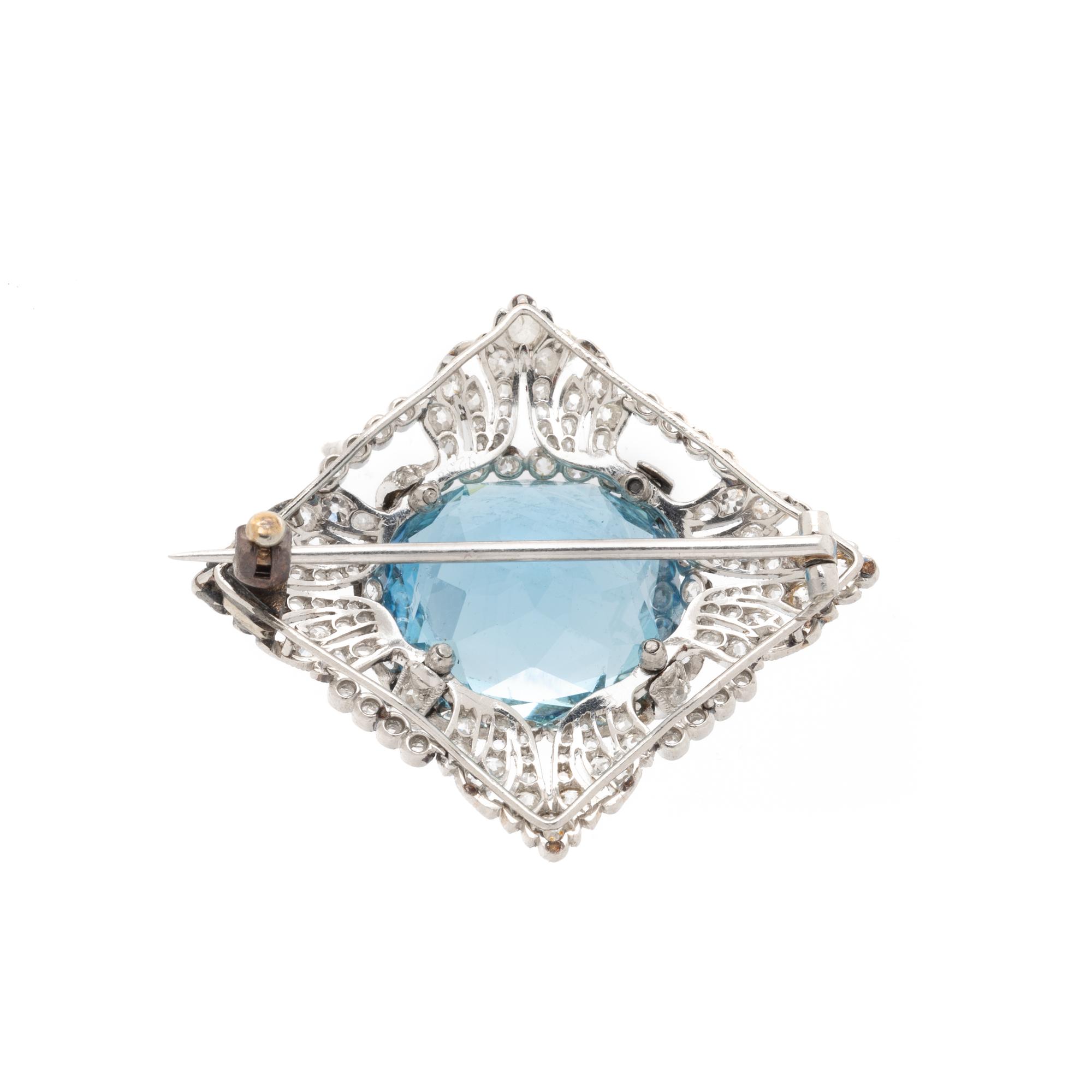 EDWARDIAN, AQUAMARINE AND DIAMOND BROOCH