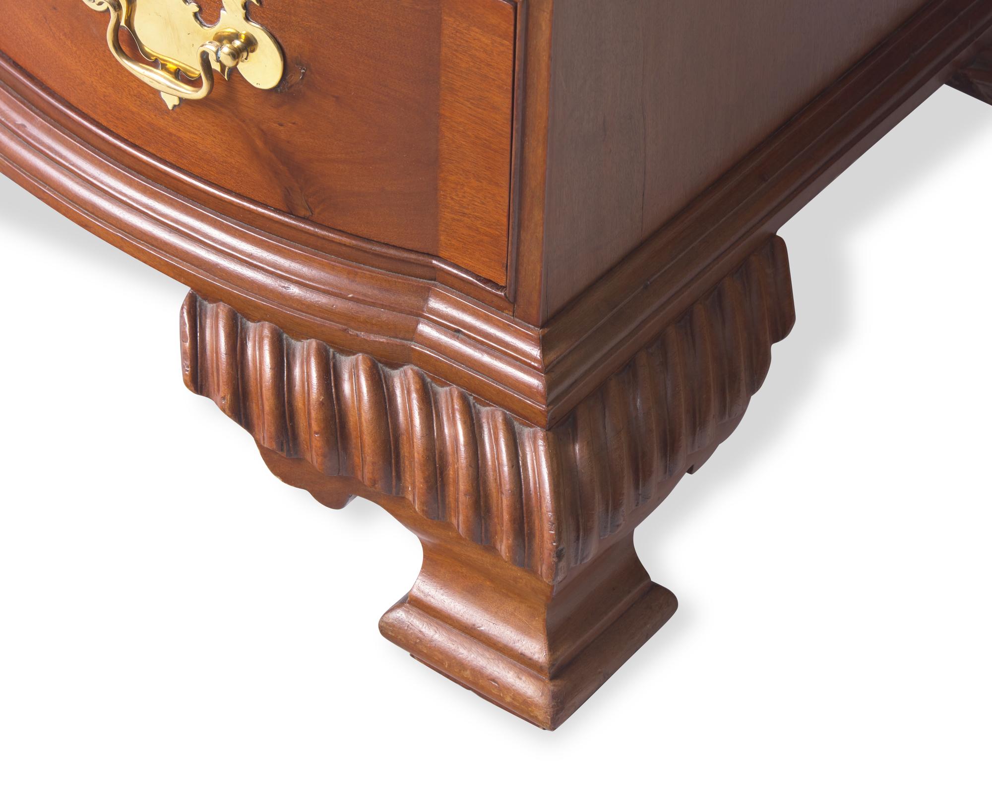 A Chippendale Carved Mahogany Reverse-Serpentine Slant-Front Desk, Attributed to William King (b. 1754 - after 1806) Salem, MA, Circa 1785
