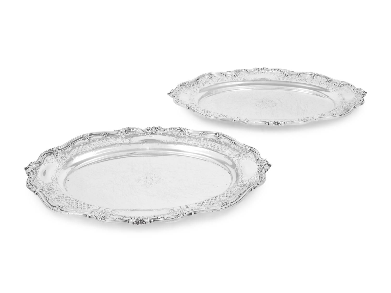 Two American Silver Serving Trays