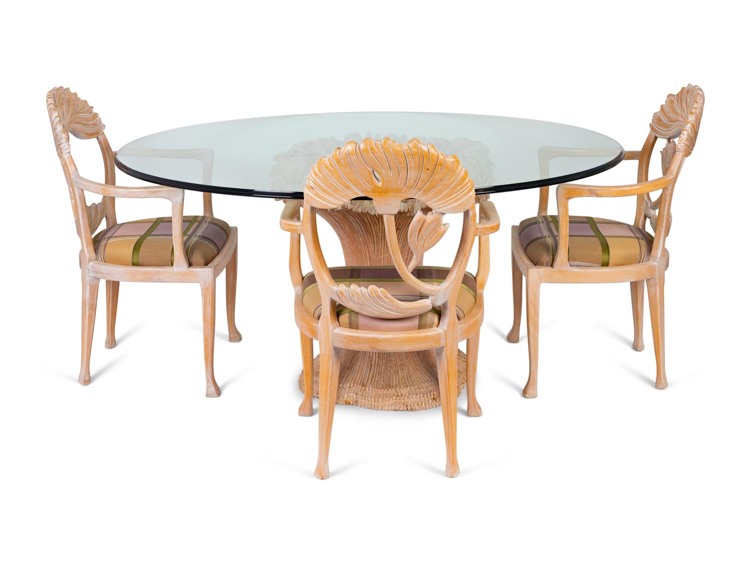 A Hollywood Regency Style Dining Table and Chairs — 20TH CENTURY