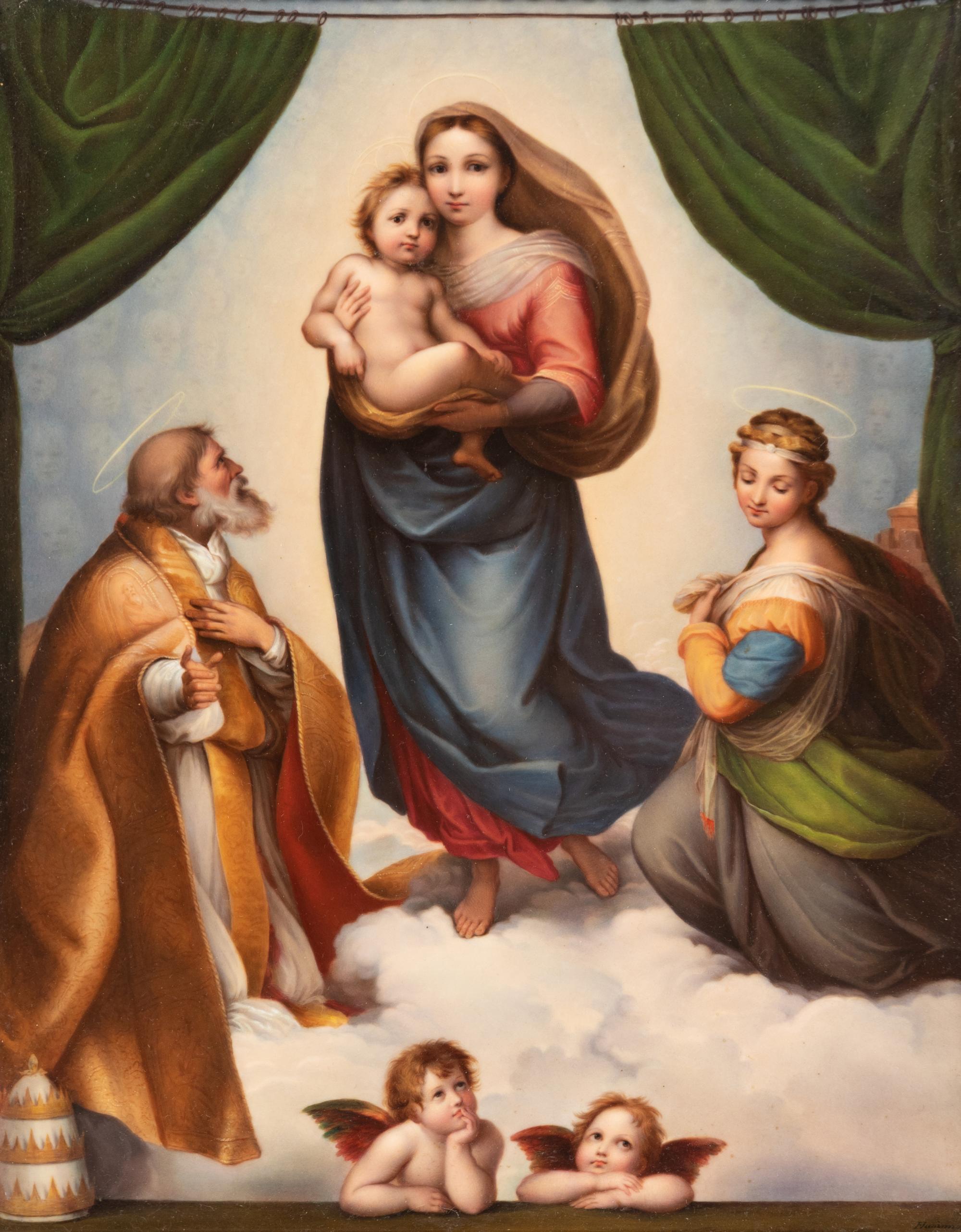 A Berlin (K.P.M.) Porcelain Plaque after Raphael's Sistine Madonna