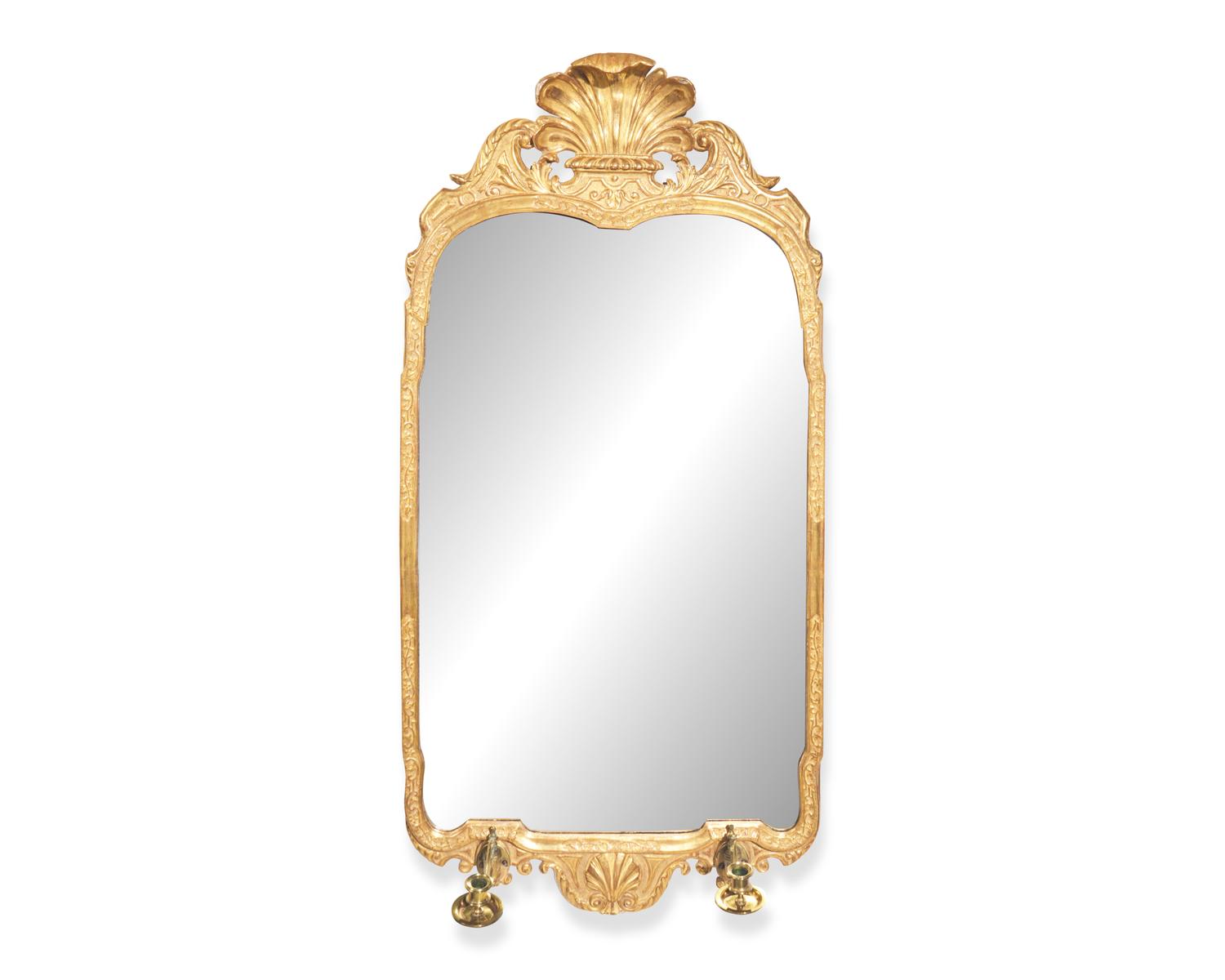A George I giltwood and gesso looking glass, early 18th century