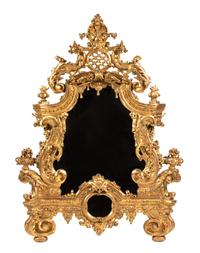 An Elaborate Rococo Style Giltwood Mirror