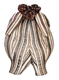 A Lyric Opera Cream, Black, and Brown Clown Costume with Brown Neck Piece,