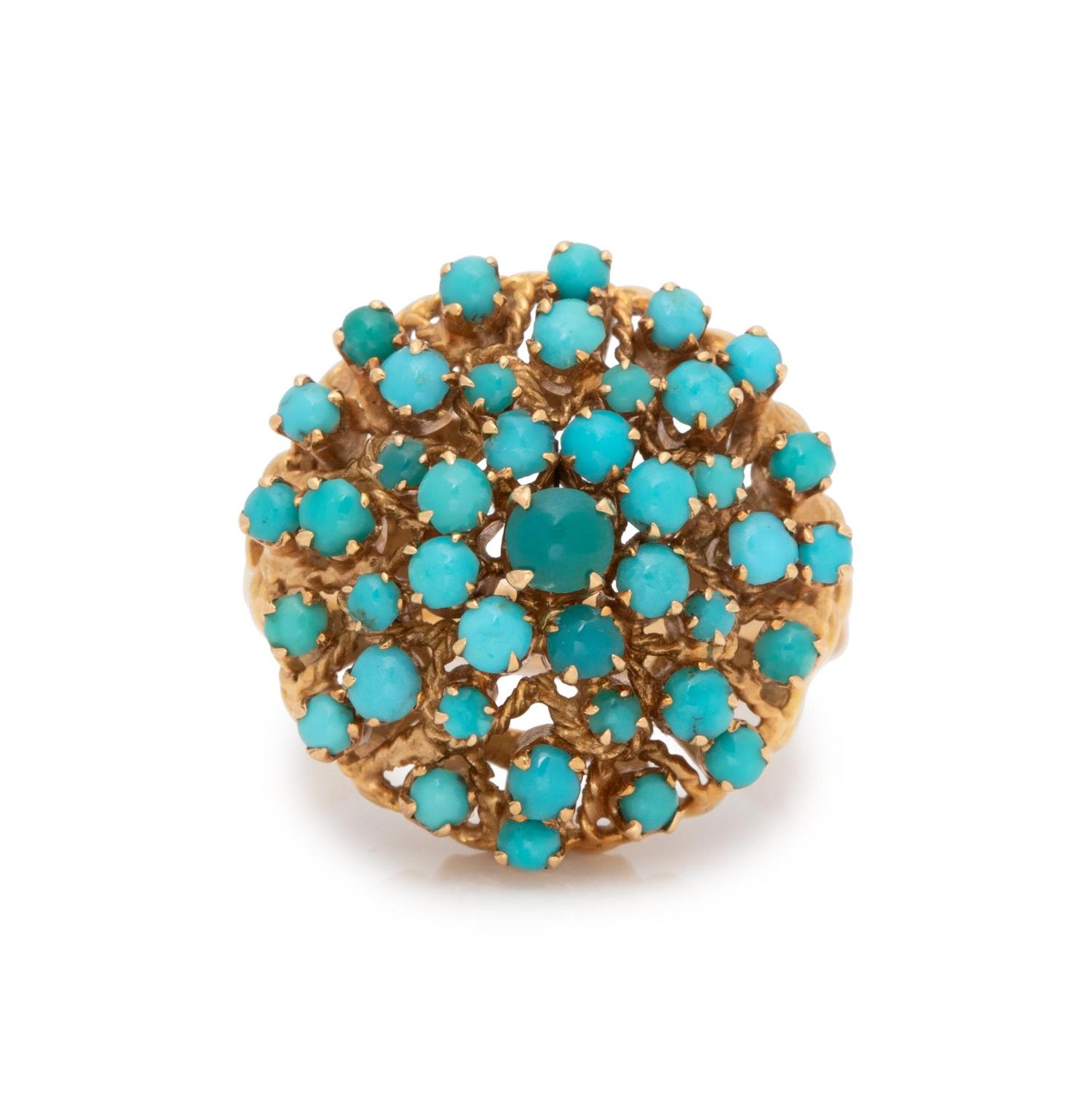 YELLOW GOLD AND TURQUOISE RING