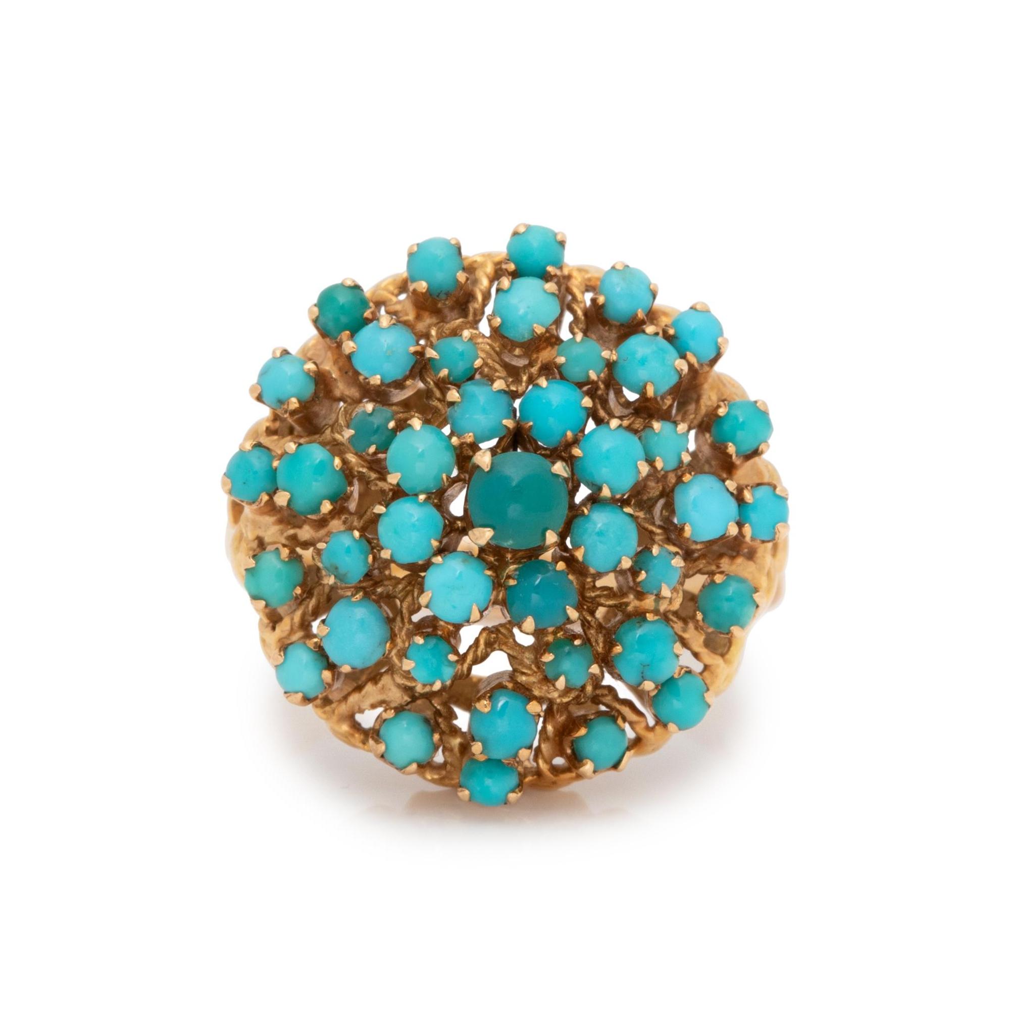 YELLOW GOLD AND TURQUOISE RING