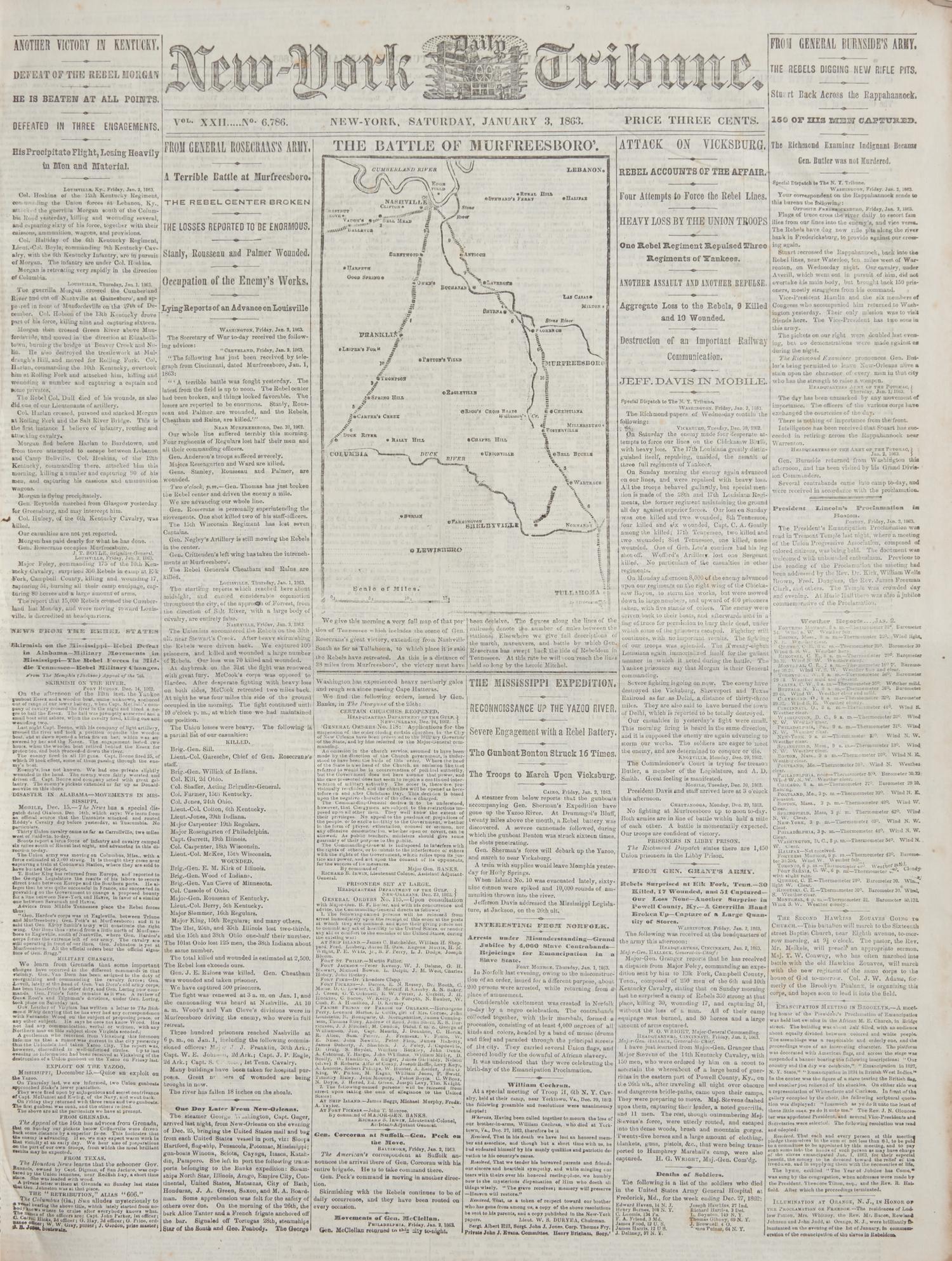 [Emancipation Proclamation] The Emancipation Proclamation, Printed in Full in the New-York Tribune