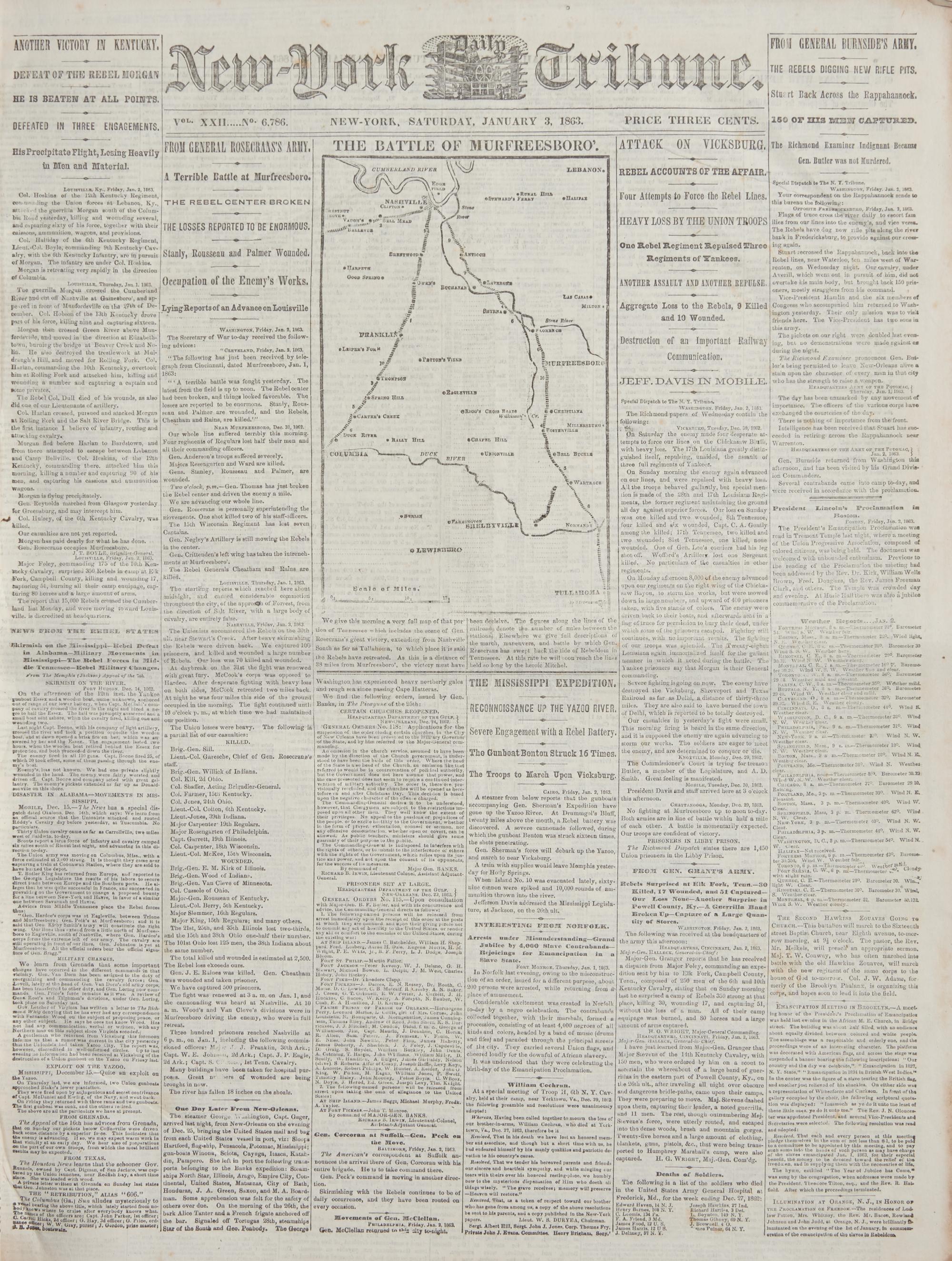 [Emancipation Proclamation] The Emancipation Proclamation, Printed in Full in the New-York Tribune