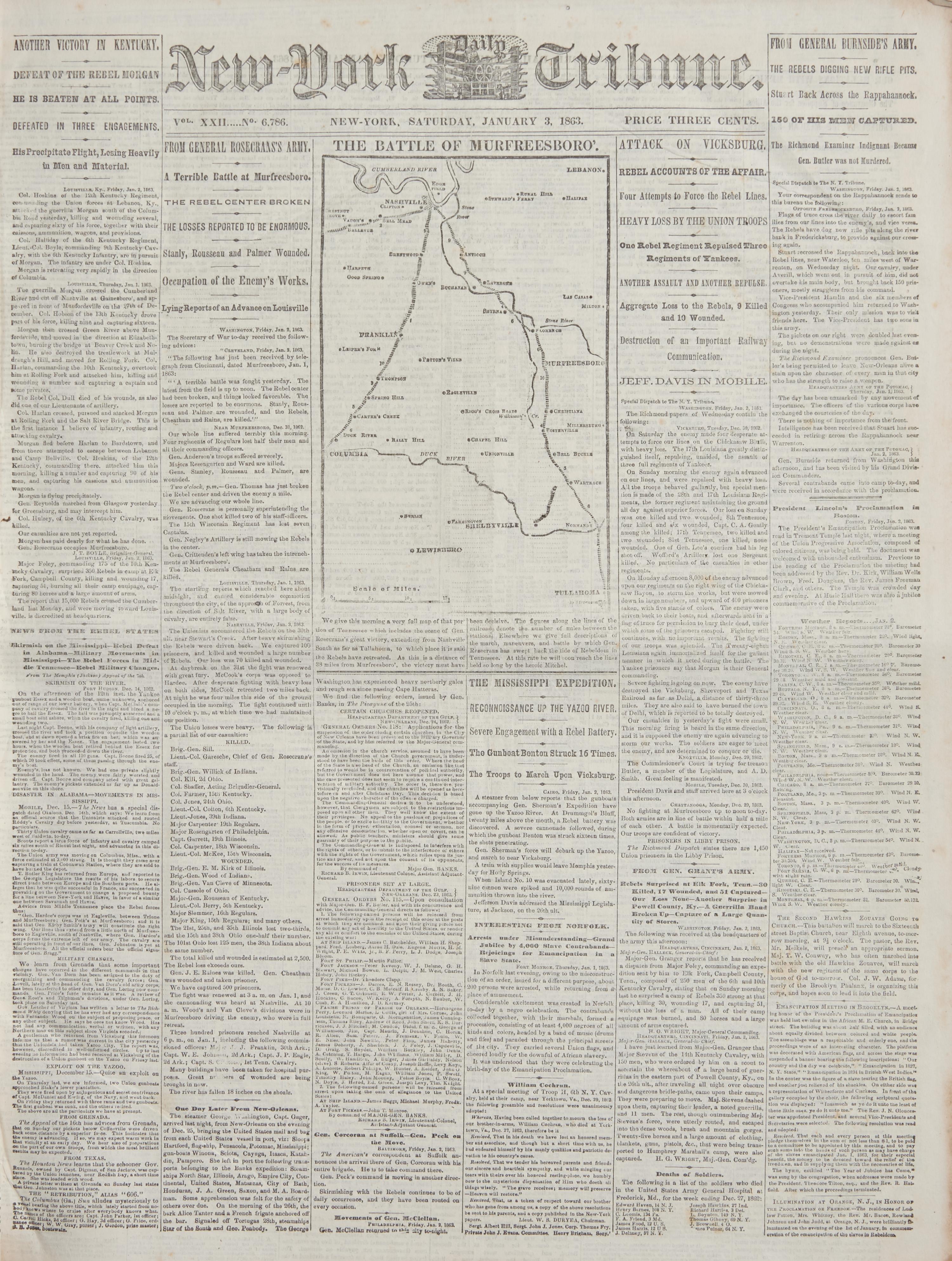[Emancipation Proclamation] The Emancipation Proclamation, Printed in Full in the New-York Tribune