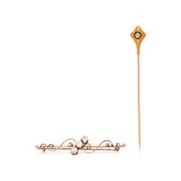 COLLECTION OF ANTIQUE, GOLD AND DIAMOND PINS