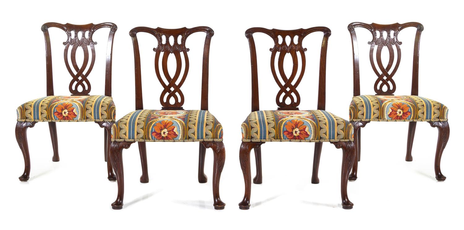 A Set of Five George III Style Mahogany Dining Chairs Height 35 inches. — 19TH CENTURY